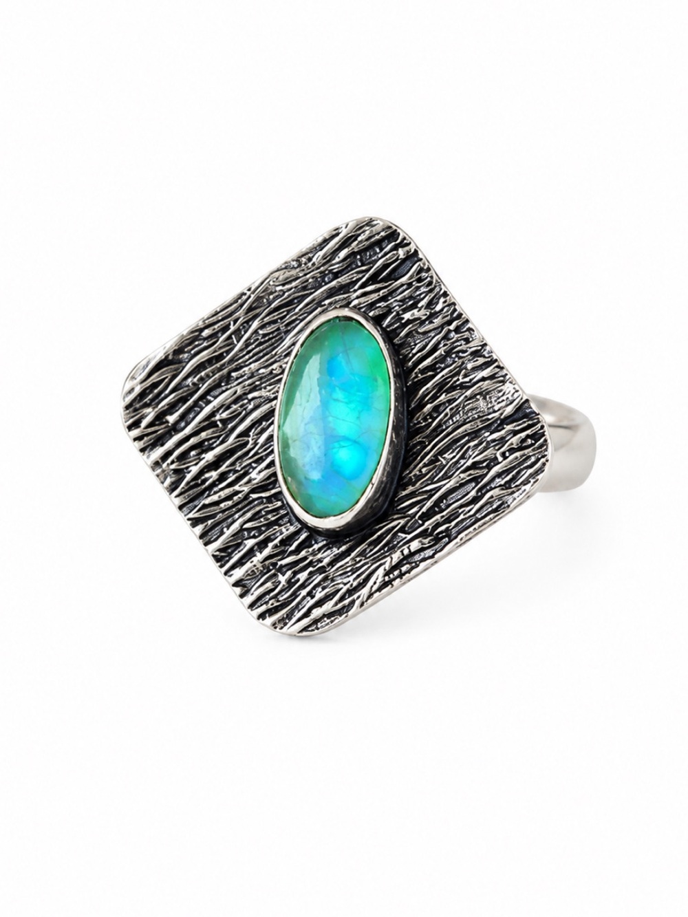 Rainbow Moonstone Silver Ring
